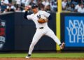 George Lombard Jr. is in action during the Yankees' 10-5 win over the Mariners, New York, August 12, 2026.