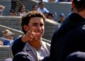 George Lombard Jr. celebrates Ben Rice's extra-inning home run in the Yankees' 4-3 win over the Blue Jays, Toronto, August 16, 2026.