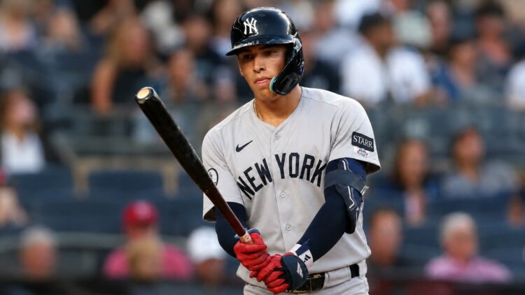 George Lombard Jr. reacts at the plate during the Yankees' 6-1 win over the Orioles, Baltimore, August 20, 2026.