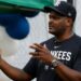New York Yankees' hitting coach James Rowson is speaking at a team meet in Tampa, 2026.