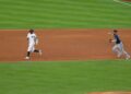 Jazz Chisholm Jr. was picked off between 1B and 2B in the Yankees' 4-1 win over the Mariners, New York, August 11, 2026.