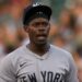 Jazz Chisholm shouts at umpire blaming him after a defensive error in the Yankees' 3-1 win over the Orioles, Baltimore, August 19, 2026.
