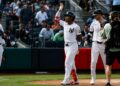 Jazz Chisholm Jr. celebrates after his home run in the Yankees' 8-3 win over the Blue Jays, New York, August 23, 2026.