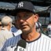 Legend backstop Jorge Posada speaks during the New York Yankees' Old-Timers Day with a game at Yankee Stadium on Aug 9, 2025.