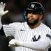 Luis Garcia Jr. reacts after his two-run homer in the eight in the Yankees' 4-3 loss to the Blue Jays, New York, August 22, 2026.