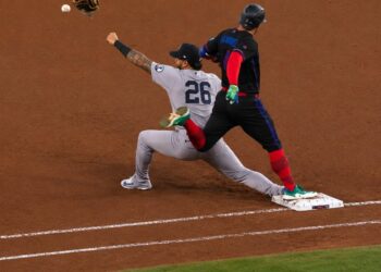 Luis Garcia Jr.'s misplay in the sixth proved costly in the Yankees' 3-1 loss to the Blue Jays, Toronto, August 14, 2026.