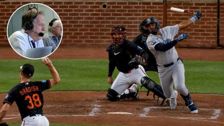 Michael Kay reached for a wild phrase to describe a Yankees rally led by Heliot Ramos in the sixth in the Yankees' 6-1 win over the Orioles, Baltimore, August 20, 2026.