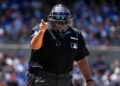 MLB umpire Hunter Wendelstedt is in action in the Yankees vs. Blue Jays game in Toronto, August 16, 2026.
