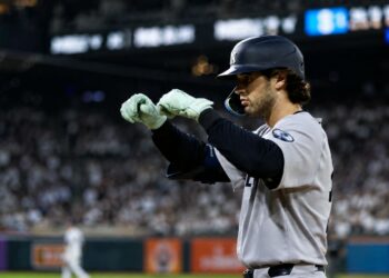 Spencer Jones hit his first home run against a lefty in the Yankees' 2-0 win over the Cubs at Wrigley Field, Chicago, July 31, 2026.