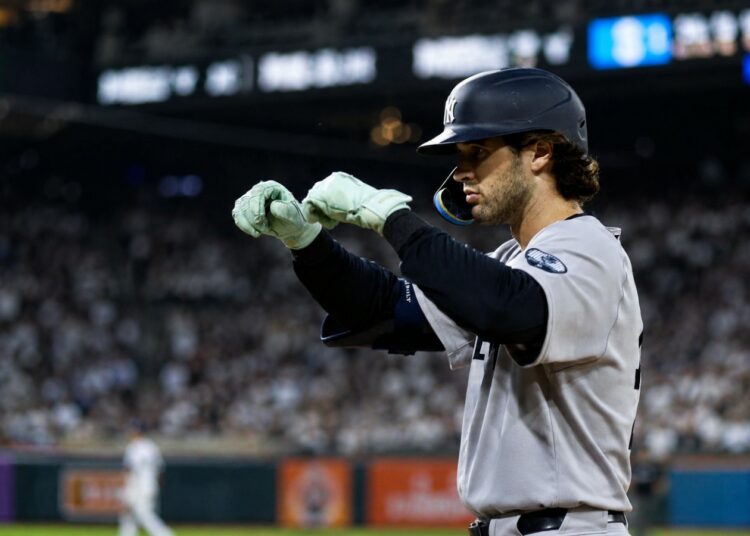 Spencer Jones hit his first home run against a lefty in the Yankees' 2-0 win over the Cubs at Wrigley Field, Chicago, July 31, 2026.