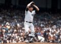 Tommy John pitches for the Yankees on July 27, 1988, in the 16-3 win over the Brewers in New York.