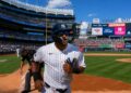 Trent Grisham rounds bases after his home run in the eight in the Yankees' 8-3 win over the Blue Jays, New York, August 23, 2026.
