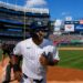 Trent Grisham rounds bases after his home run in the eight in the Yankees' 8-3 win over the Blue Jays, New York, August 23, 2026.