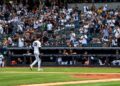 Will Warren gets a standing ovation as he leaves mound in the eight in the Yankees' 16-1 win over the Red Sox, New York, August 30, 2026.