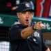 Aaron Boone after before he and pitching coach Matt Blake were ejected in the 10th in the Yankees' 6-3 win over the Angels, Anaheim, September 2, 2026.