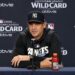 Manager Aaron Boone talks to the press after the Yankees' 9-0 rout of the Red Sox at Yankee Stadium, New York, September 29, 2026.