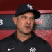 Aaron Boone speaks to reporter ahead of the Yankees' 9-2 win over the Diamondbacks in Phoenix, Arizona, September 18, 2026.