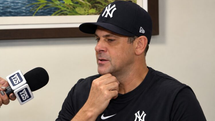 Aaron Boone speaks to reporters after the Yankees' 5-3 loss to the Diamondbacks in Phoenix, Arizona, September 19, 2026.