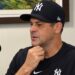 Aaron Boone speaks to reporters after the Yankees' 5-3 loss to the Diamondbacks in Phoenix, Arizona, September 19, 2026.