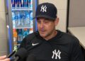 Aaron Boone speaks after the Yankees' 8-4 loss to the Diamondbacks in Phoenix, Arizona, September 20, 2026.