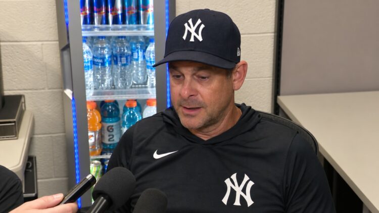 Aaron Boone speaks after the Yankees' 8-4 loss to the Diamondbacks in Phoenix, Arizona, September 20, 2026.