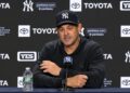 Aaron Boone speaks after the Yankees' 6-4 comeback win over the Rays, New York, September 24, 2026.