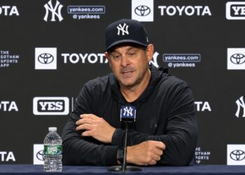 Aaron Boone speaks after the Yankees' 6-4 comeback win over the Rays, New York, September 24, 2026.