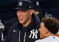 Aaron Judge has all smiles after the Yankees' 9-0 rout of the Red Sox at Yankee Stadium, New York, September 30, 2026.
