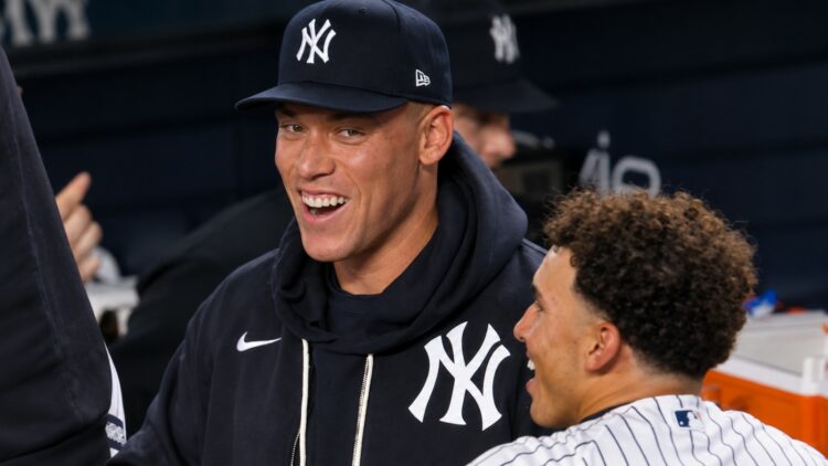 Aaron Judge has all smiles after the Yankees' 9-0 rout of the Red Sox at Yankee Stadium, New York, September 30, 2026.
