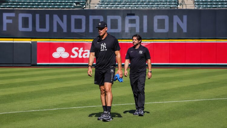 Aaron Judge trains ahead of the Yankees' 1o-1 loss to the Angels, Anaheim, August 31, 2026.