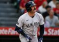 Austin Wells came off the bench to hit the decisive two-run single in the Yankees' 6-3 win over the Angels, Anaheim, September 2, 2026.