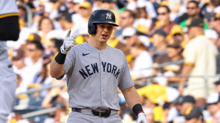 Ben Rice reached base five times in the Yankees' 5-1 win over the Padres, San Diego, September 5, 2026.