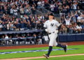 Ben Rice rounds bases after his grand slam the Yankees' 9-0 rout of the Red Sox at Yankee Stadium, New York, September 30, 2026.