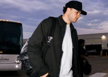 Yankees ace Cam Schlittler arrives in Anaheim, Lon Angeles, for a series against the Angels, Aug. 30, 2026.