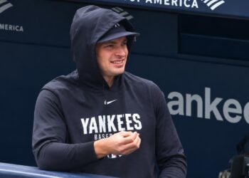 Cam Schlittler is at the Yankee Stadium dugout after the Yankees' win over the Orioles, New York, September 25, 2026.