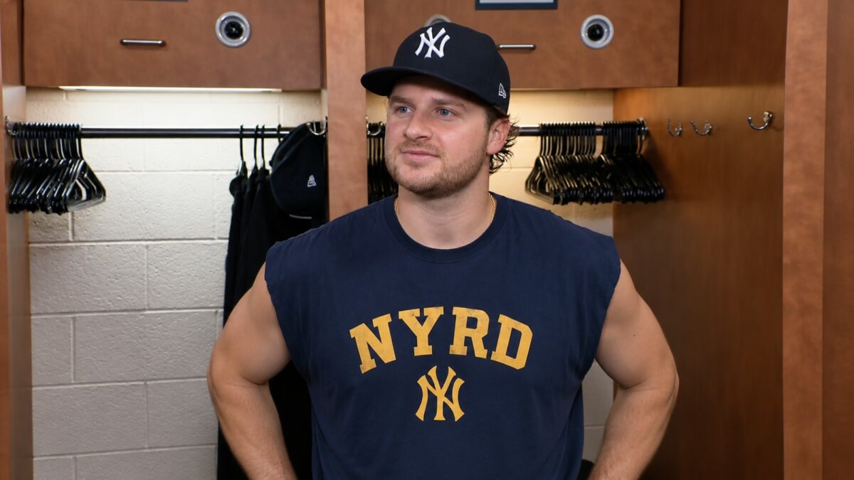 Yankees pitcher Clarke Schmidt speaks on his biceps scare leaves in Phoenix, Arizona, September 20, 2026.