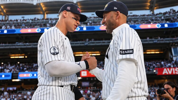Yankees legend Derek Jeter is with captain Aaron Judge at Yankee Stadium, New York, Sept 11., 2026.