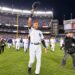 Derek Jeter leads the Yankees after the final game at The Old Yankee Stadium, September 21, 2008.