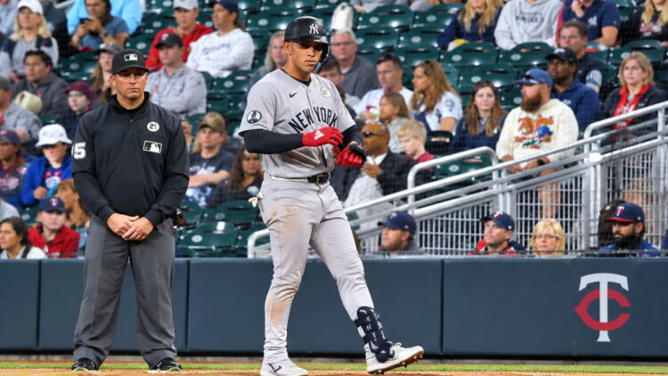 George Lombard Jr. is in action during the Yankees' 8-1 win over the Twins, Minnesota, September 15, 2026. CC Sabathia wants the Yankees to better handle youngsters like him and Volpe.