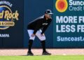 Giancarlo Stanton runs at Yankee Stadium, New York, September 22, 2026.
