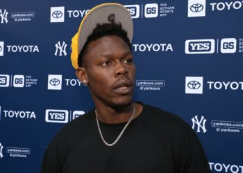Jazz Chisholm Jr. speaks to reporters after the Yankees' 6-1 loss to the Rays, New York, September 22, 2026.