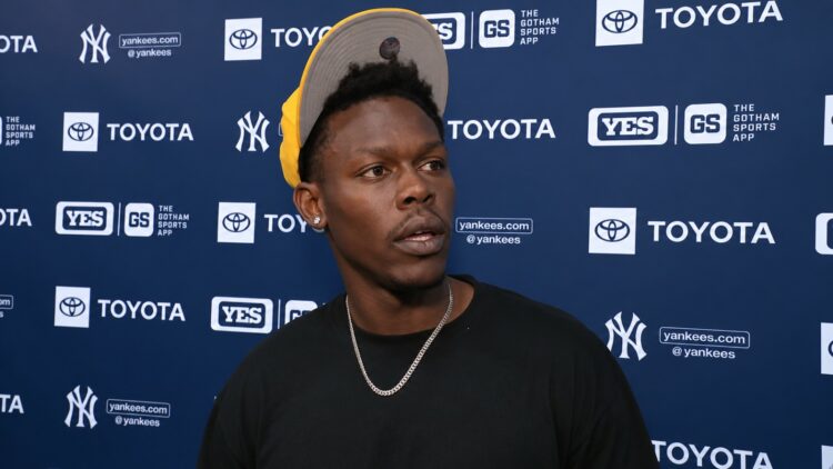 Jazz Chisholm Jr. speaks to reporters after the Yankees' 6-1 loss to the Rays, New York, September 22, 2026.