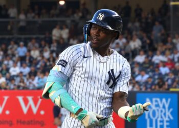 Jazz Chisholm Jr. reacts after a hit in the Yankees' win over the Orioles, New York, September 25, 2026.