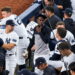 Jazz Chisholm Jr. is in dugout with his hand in a cast during the Yankees' 10-3 win over the Rockies, New York, September 10, 2026.