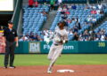 Jazz Chisholm Jr. rounds bases after his 3-run homer in the Yankees' 7-3 win over the Angels, Anaheim, September 1, 2026.