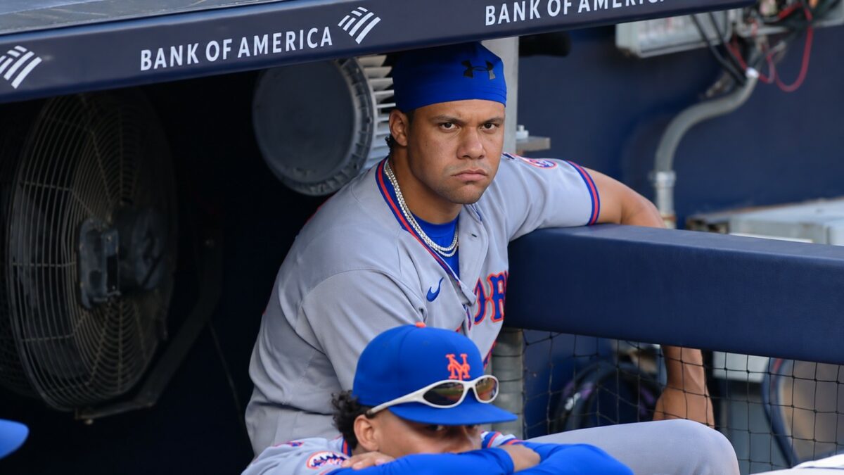 Juan Soto is in the Mets dugout during the Yankees' 12-2 loss to 5-3 the Mets, New York, September 12, 2026.