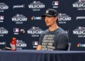 Max Fried talks to the press after the Yankees' 9-0 rout of the Red Sox at Yankee Stadium, New York, September 29, 2026.