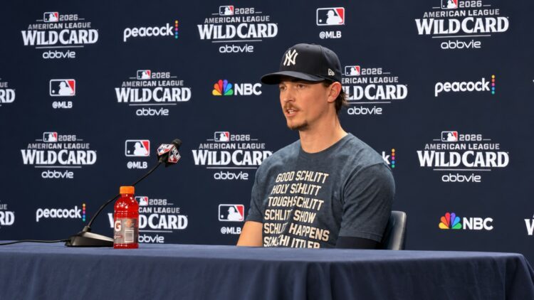 Max Fried talks to the press after the Yankees' 9-0 rout of the Red Sox at Yankee Stadium, New York, September 29, 2026.