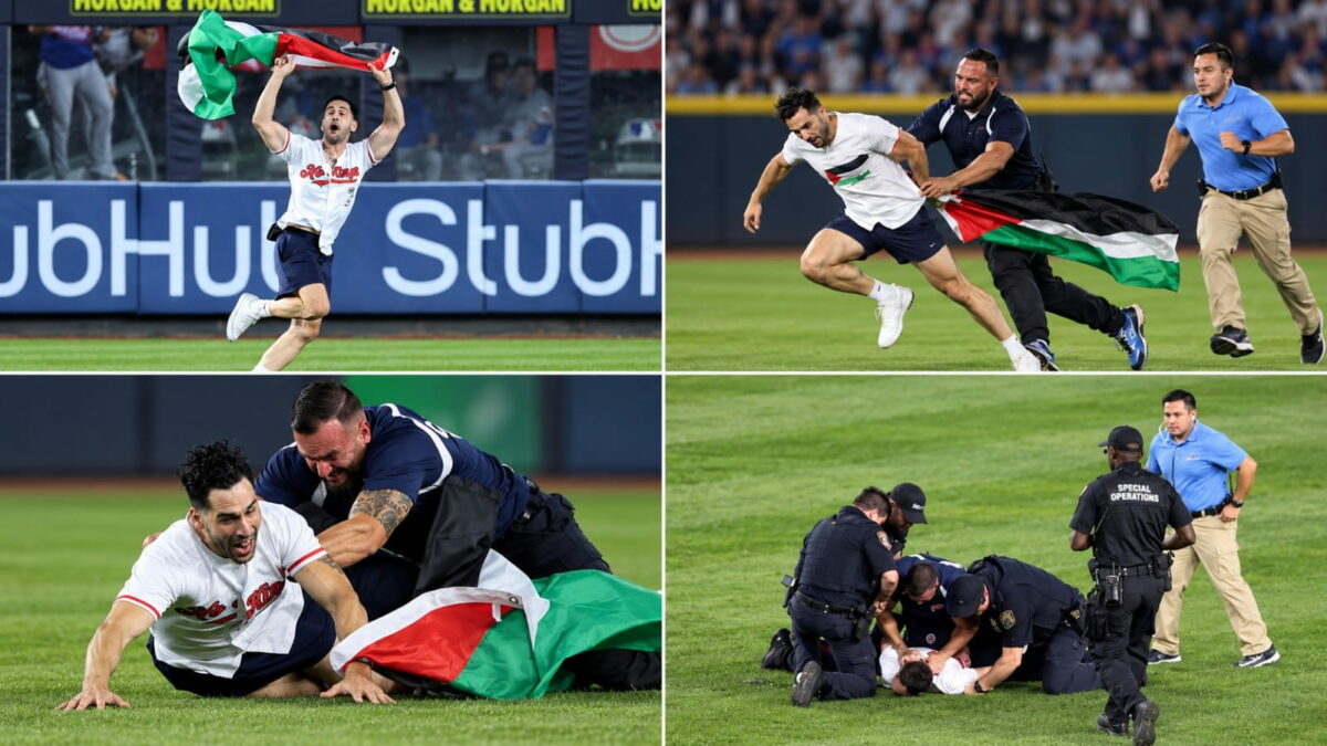 NYPD identified Yankees Stadium field invader as Kelly Marcucci after his Palestinian flag intrusion in Yankees-Mets game on Sept 11, 2026.