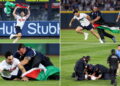 NYPD identified Yankees Stadium field invader as Kelly Marcucci after his Palestinian flag intrusion in Yankees-Mets game on Sept 11, 2026.
